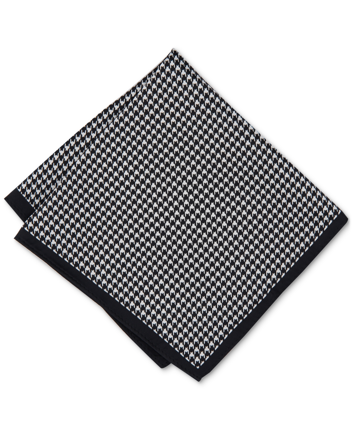 Alfani Men's Houndstooth Pocket Square, Created For Macy's In Black