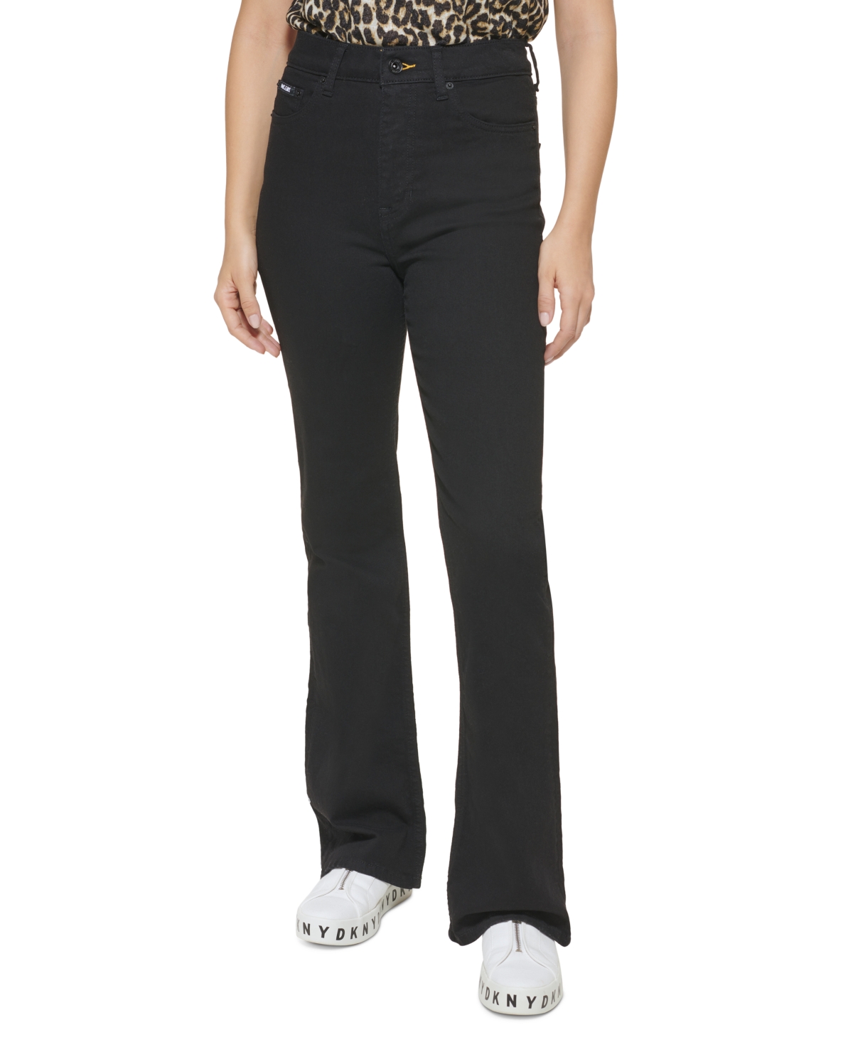 Dkny Jeans Women's Boreum High-rise Flared Jeans In Rinse Black