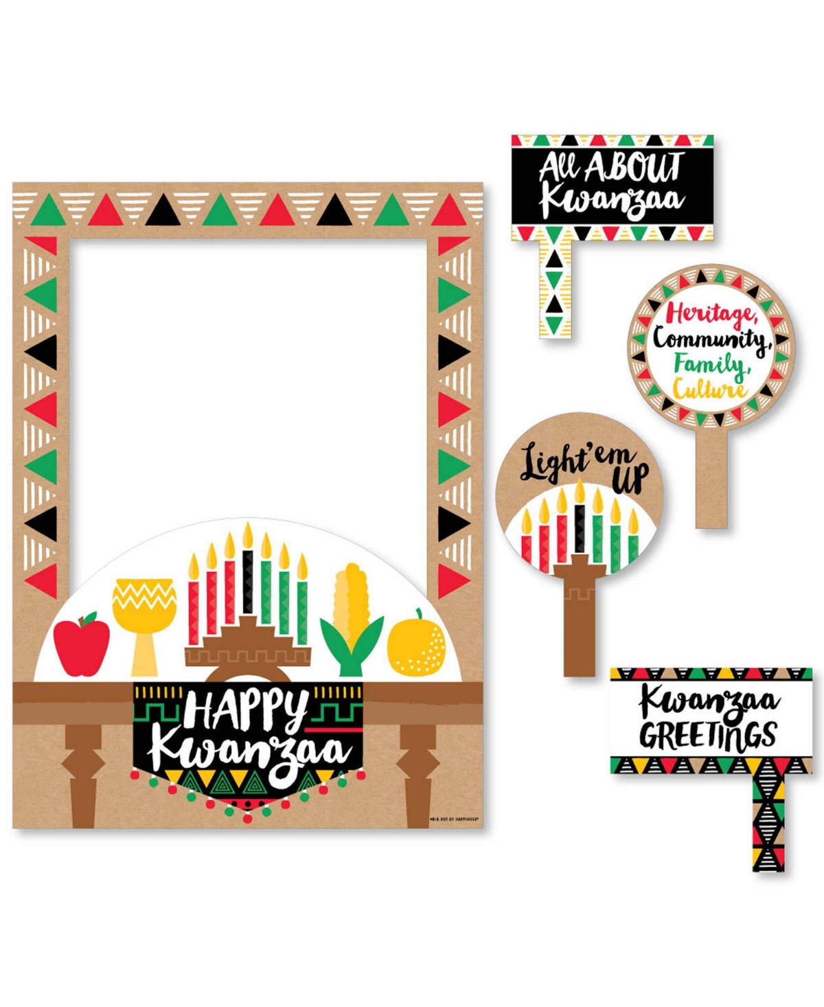 Happy Kwanzaa - Party Selfie Photo Booth Picture Frame & Props