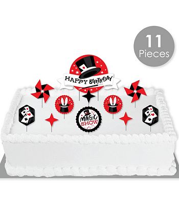 Big Dot of Happiness Ta-Da, Magic Show - Magical Birthday Party Cake  Decorating Kit - Happy Birthday Cake Topper Set - 11 Pieces