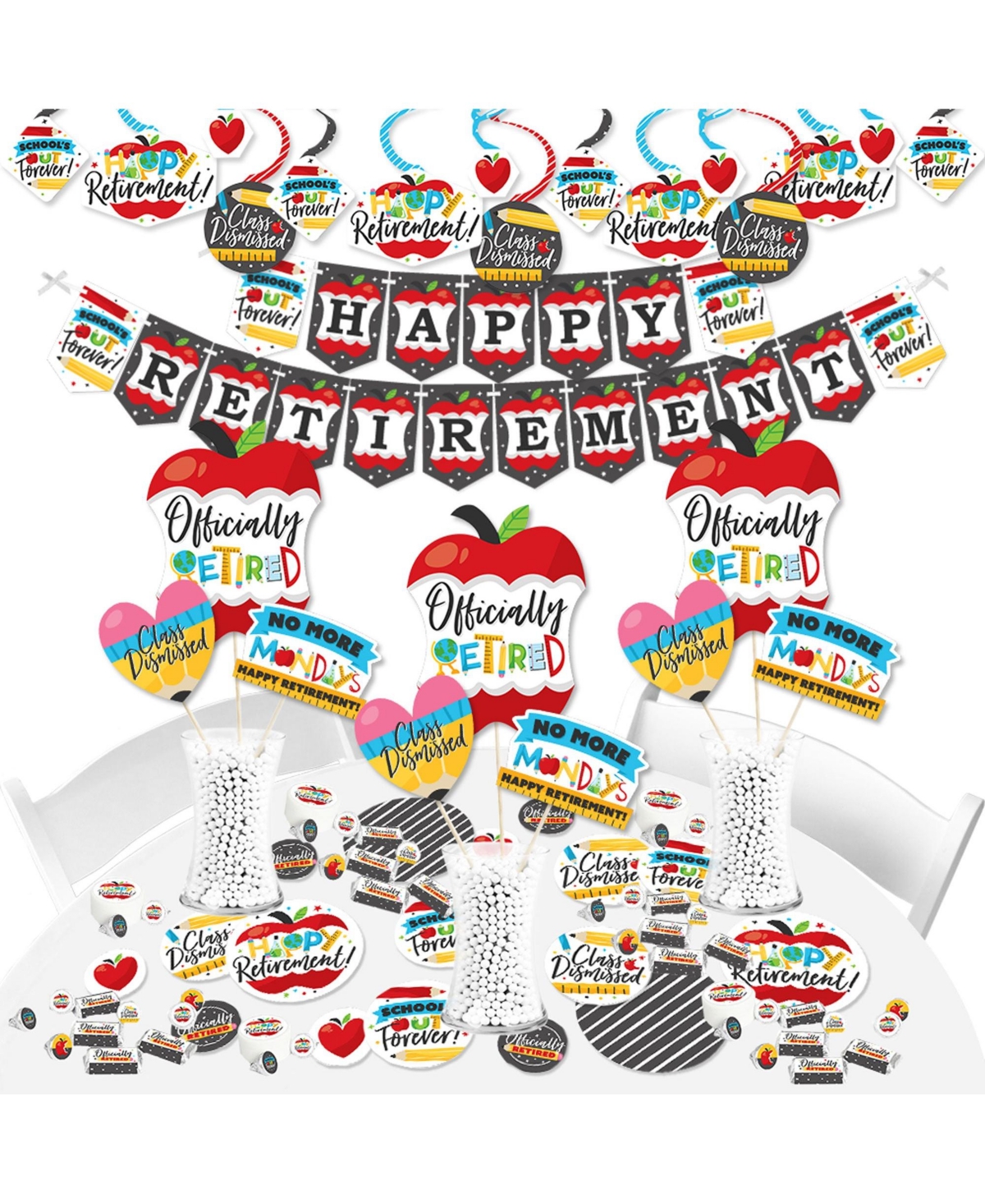 Teacher Retirement Party Supplies - Banner Decoration Kit - Fundle Bundle