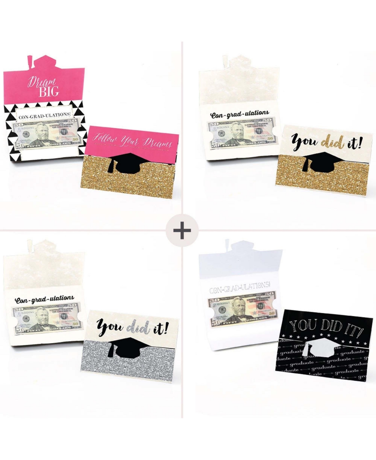 Assorted Graduation Cards - Graduation Party Money Holder Cards - Set of 8