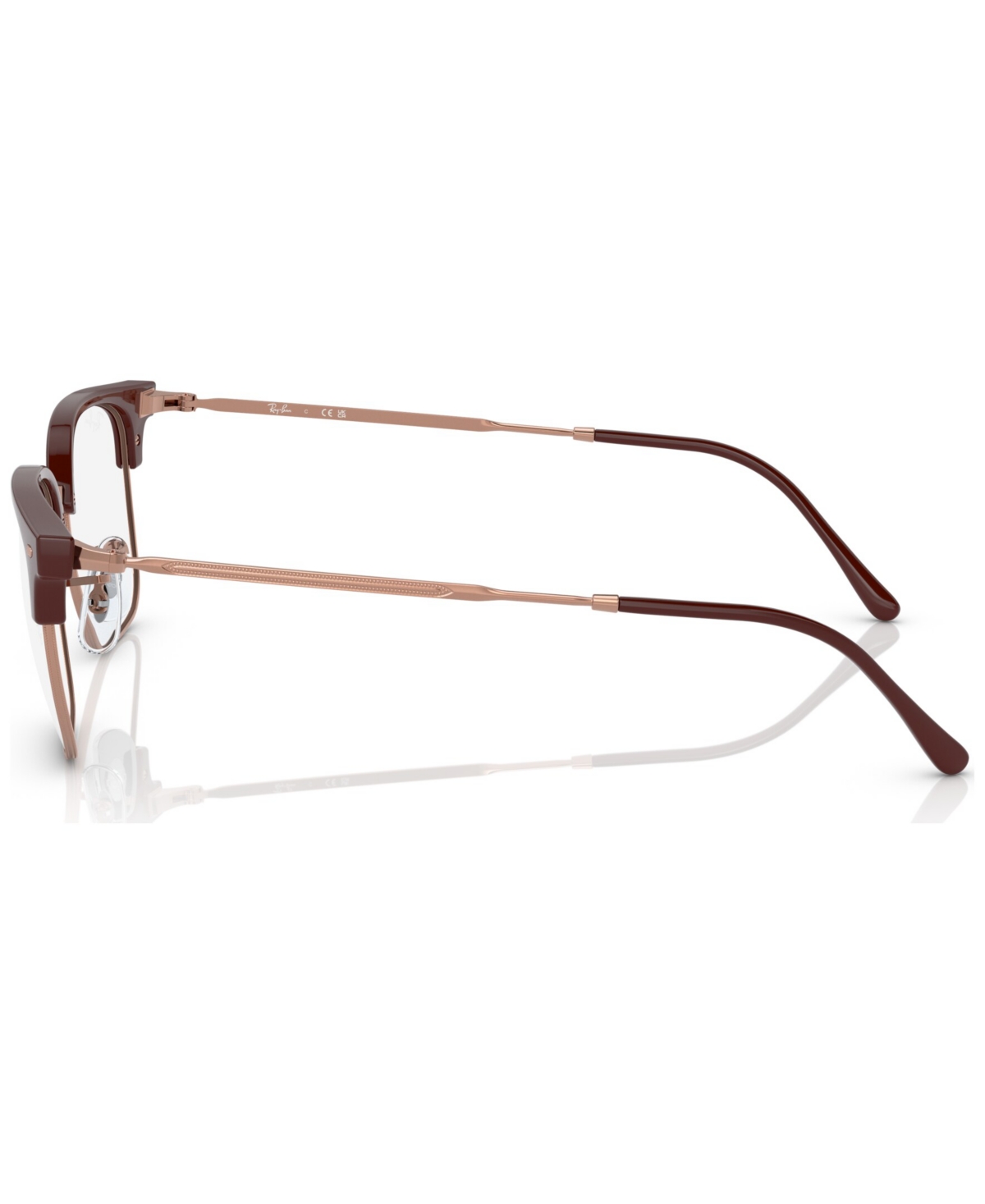 Ray Ban Unisex Square Eyeglasses, Rx721651-o In Bordeaux On Rose Gold-tone