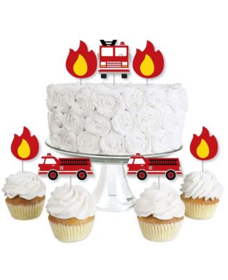 Big Dot of Happiness Fired Up Fire Truck - Dessert Cupcake Toppers ...