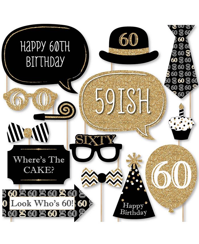 Big Dot of Happiness Adult 60th Birthday - Gold - Birthday Party Photo ...