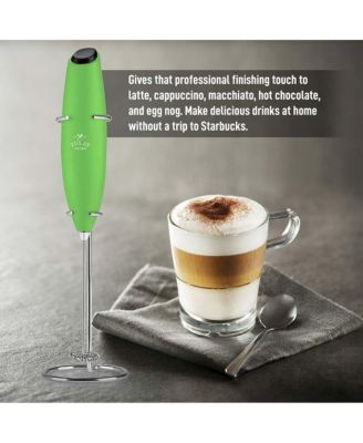 Handheld Milk Frother Stainless Steel Single Whisk with Stand