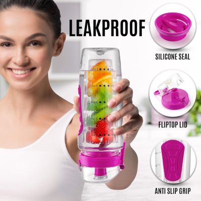34oz Leakproof Fruit Infuser Water Bottle with Full Length Infusion Rod