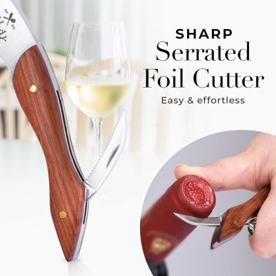 Double Hinged Corkscrew Wine Opener with Foil Cutter & Cap Remover