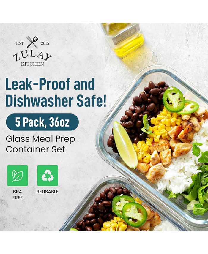 Zulay Kitchen Snap Lock Glass Food Container with Lids 5 Pc. Macy's