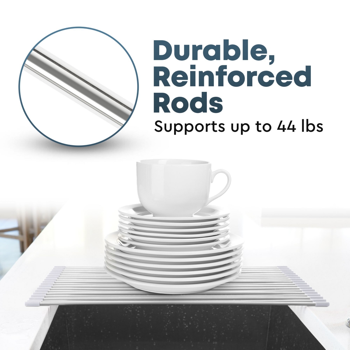 17.5 Inches Multipurpose Roll Up Sink Drying Rack & Trivet