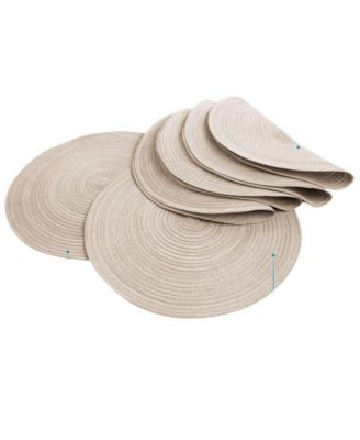 Braided Round Place Mats & Anti-Skid Placemat for Dining - Set of 6