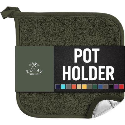 Cotton Pot Holder 7x7 Inch Heat Resistant Quilted Terry Cloth (1 Pack)