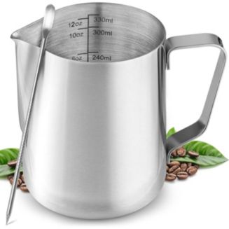  Milk Frothing Pitcher, 12 Oz Milk Frother Steamer Cup Stainless  Steel Espresso Cup: Home & Kitchen
