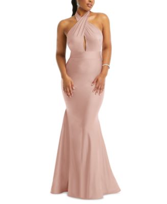 Cynthia & Sahar Women's Criss Cross Halter Open-Back Stretch Satin Mermaid  Dress - Macy's
