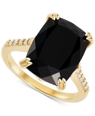 Macy's Onyx (7-1/2 ct. t.w.) and Cubic Zirconia Statement Ring in 14k ...