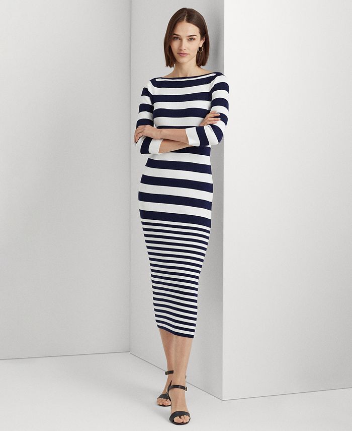 Lauren Ralph Lauren Women's Striped Cotton-Blend Dress & Reviews - Dresses  - Women - Macy's