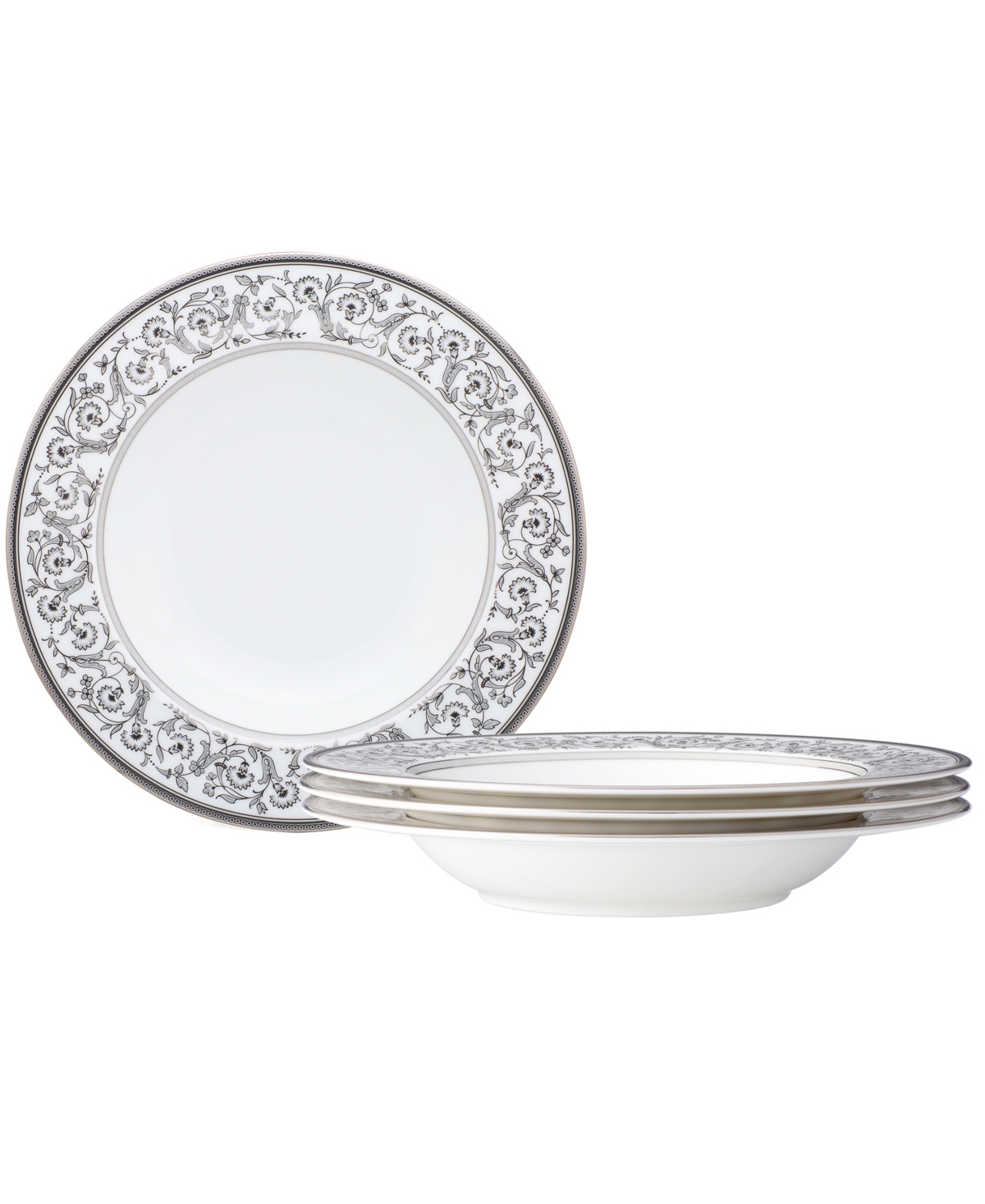 Noritake Summit Platinum Set Of 4 Soup Bowls, Service For 4 In White