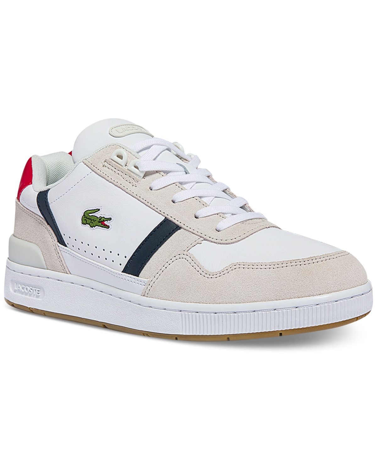 Lacoste Men's T-Clip Lace-Up Sneakers - White/Navy/Red