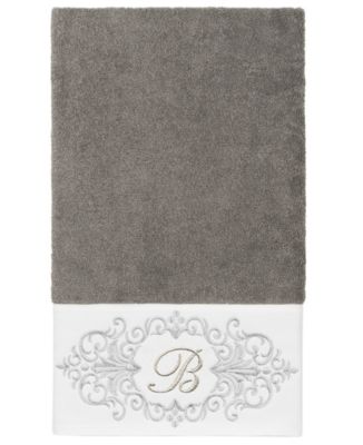 Turkish Cotton Monica Embellished Towel 3 Piece Set - Dark Gray