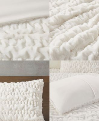 Blair Ruched 3-Pc. Faux Fur Comforter Set, Full/Queen
