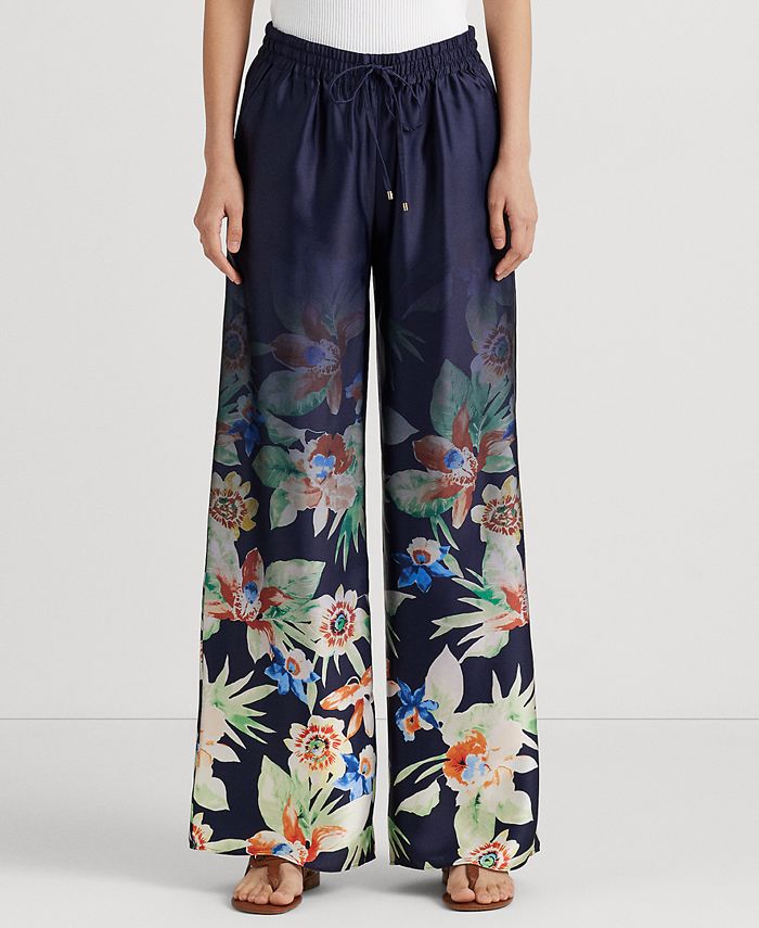 Lauren Ralph Lauren Women's Floral Charmeuse Wide-Leg Pants - Macy's