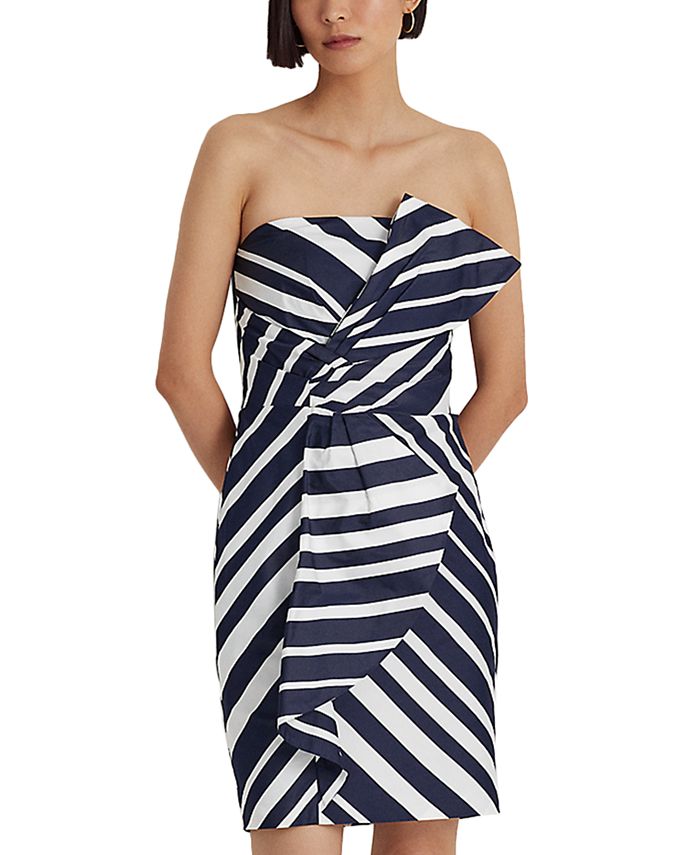 Lauren Ralph Lauren Lace Taffeta Fit and Flare Tie Waist Cocktail Party Dress 4 main image 1