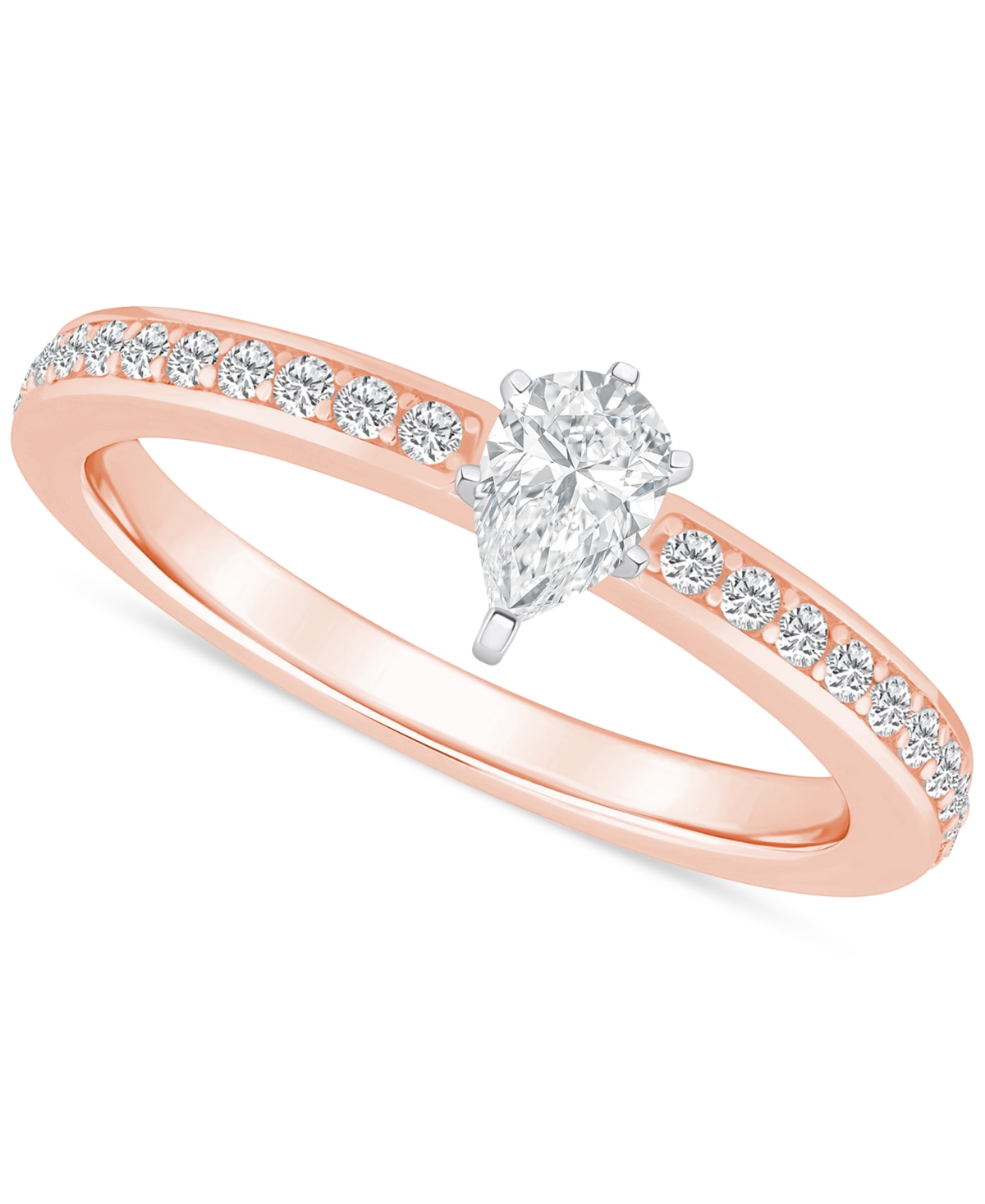 Macy's Diamond Pear Engagement Ring (1/2 Ct. T.w.) In 14k Gold In Rose Gold