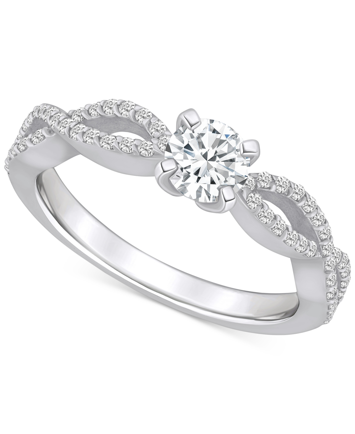 Macy's Diamond Oval Twist Shank Engagement Ring (5/8 Ct. T.w.) In 14k Gold In White Gold