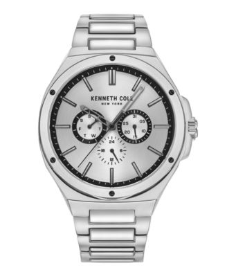 Kenneth Cole New York Men s Multi Function Silver Tone Stainless Steel Bracelet Watch 43.5mm Macy s