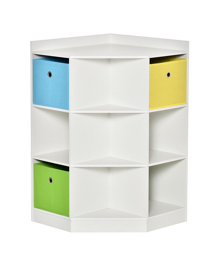 HOMCOM Kids Storage Organizer for Small Bedrooms, Corner Shelf, White
