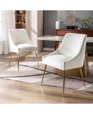 Upholstered Performance Velvet Accent Chair With Metal Leg (Set of 2)