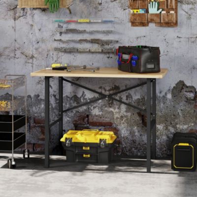 46"L x 28"W Wooden Work Table with X-Shape Bracket for Stability