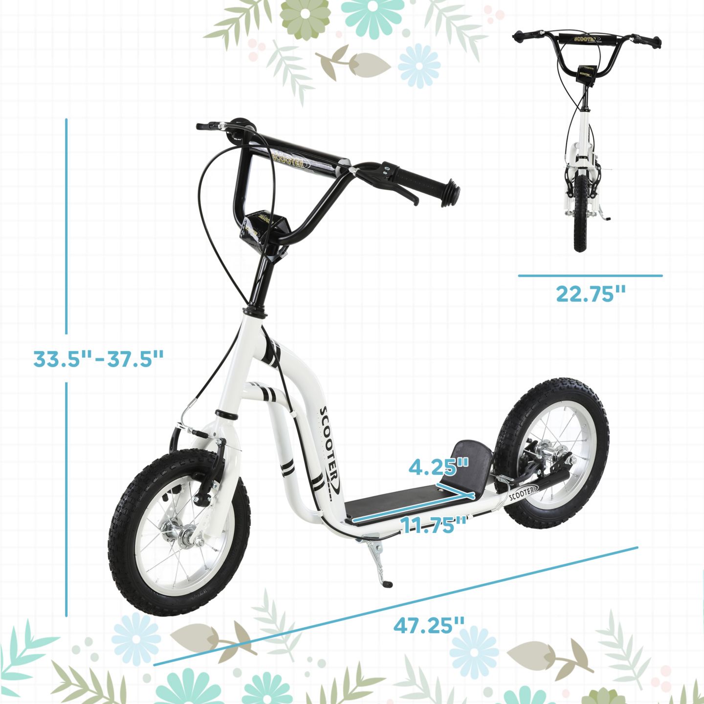 Детская игрушка Aosom Youth Scooter with Dual Brakes and Adjustable Handlebar, 220 lbs Capacity, Ages 5+ — фото 2