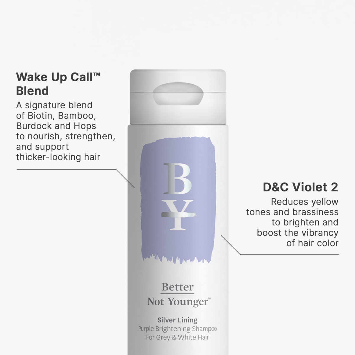 Better Not Younger Silver Lining Purple Brightening, Volumizing, Strengthening Shampoo for Grey & White Hair, 8.4 Fl Oz