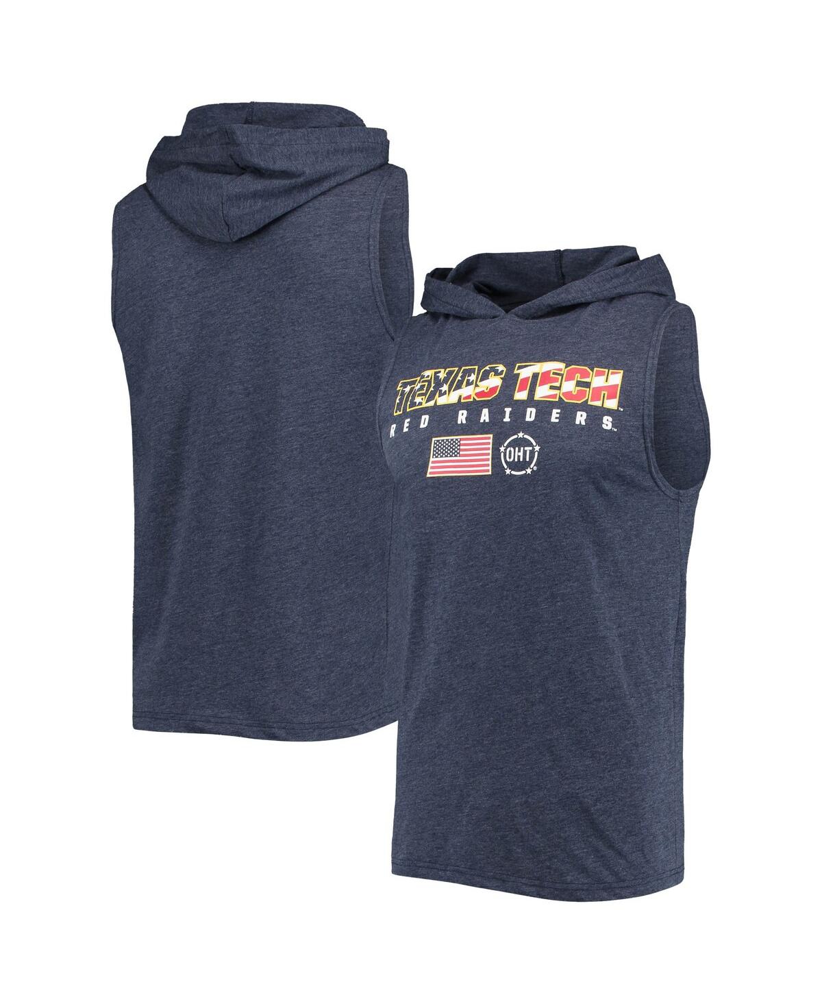 Colosseum Men's  Navy Wisconsin Badgers Oht Military-inspired Appreciation Americana Hoodie Sleeveles In Heathered Navy