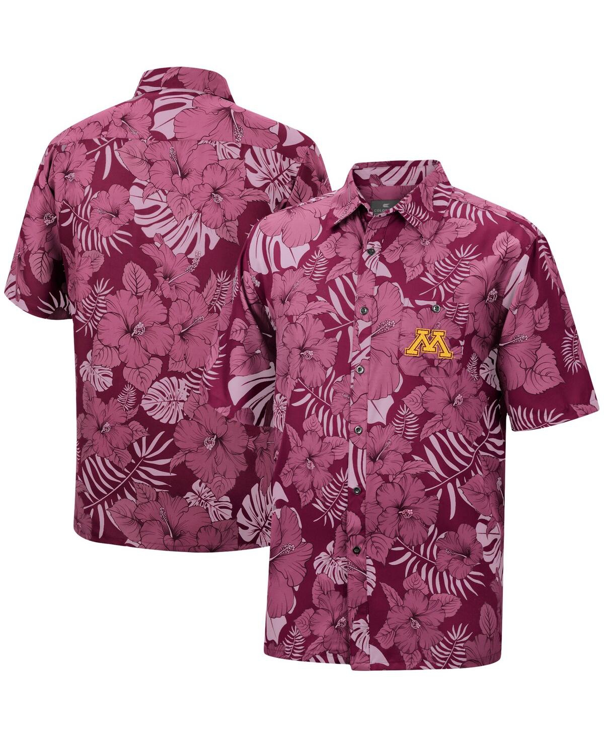 Colosseum Men's  Maroon Minnesota Golden Gophers The Dude Camp Button-up Shirt In Maroon