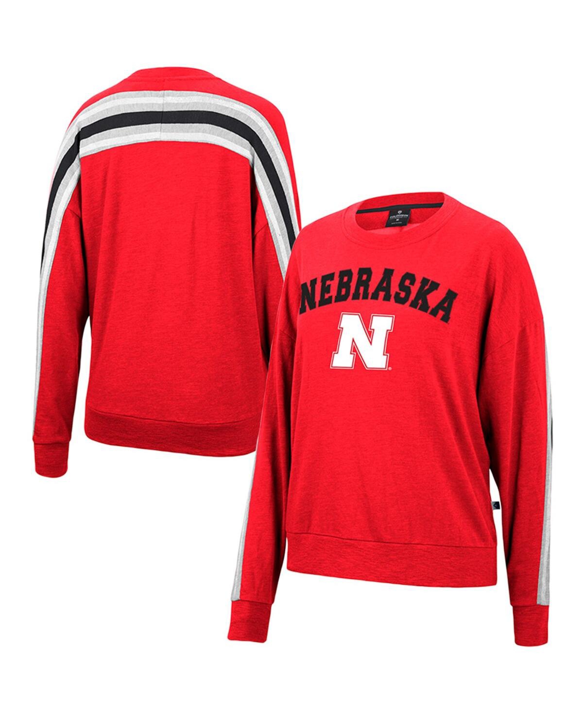 Shop Colosseum Women's  Heathered Scarlet Nebraska Huskers Team Oversized Pullover Sweatshirt
