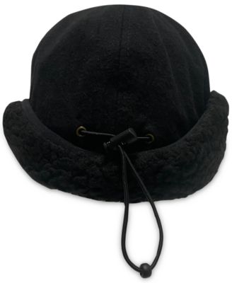 Wool Blend Earflap Cap with Sherpa Lining