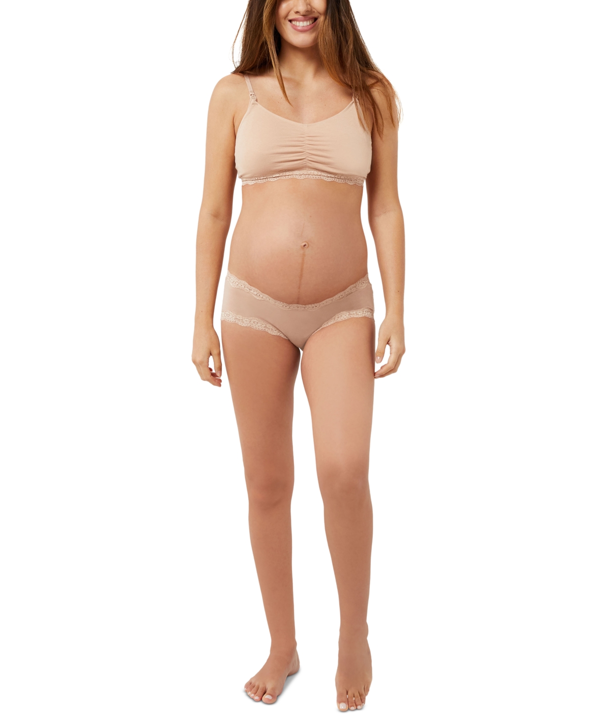 A Pea In The Pod Pullover Lace Maternity & Nursing Bra In Rugby Tan
