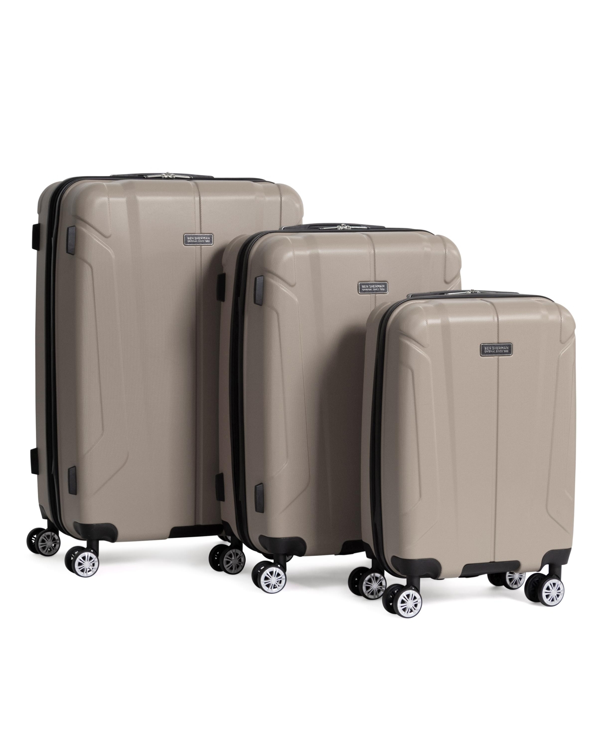 Derby 3 Piece Lightweight Hardside Expandable Spinner Luggage Set - Champagne