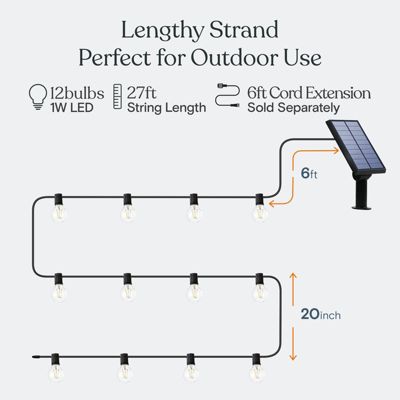 Ambience Pro 27 ft. Outdoor Solar LED String Lights with Warm White Hue