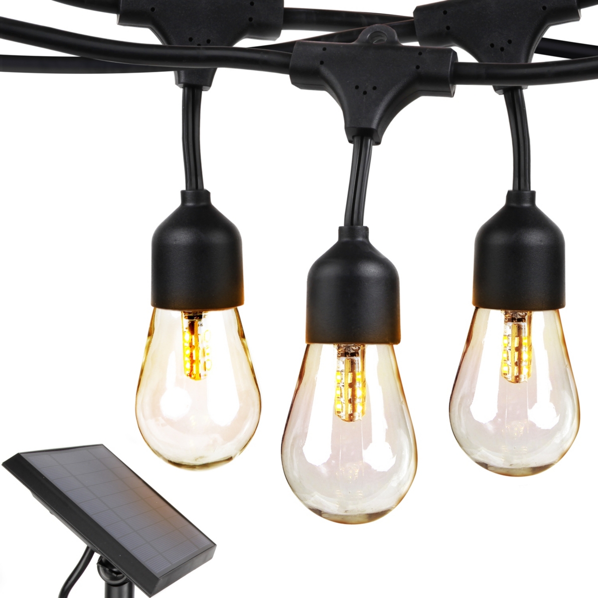 Ambience Pro 27 ft. Outdoor Solar Led 2-Watt String Lights with Soft White Hue - Classic Black