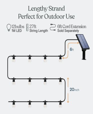 Ambience Pro 27 ft. Outdoor Solar LED 1-Watt G40 String Lights with Soft White Hue