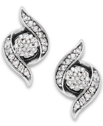 Wrapped in Love™ Diamond Twist Earrings in 14k White Gold (1/4 ct. t.w.)