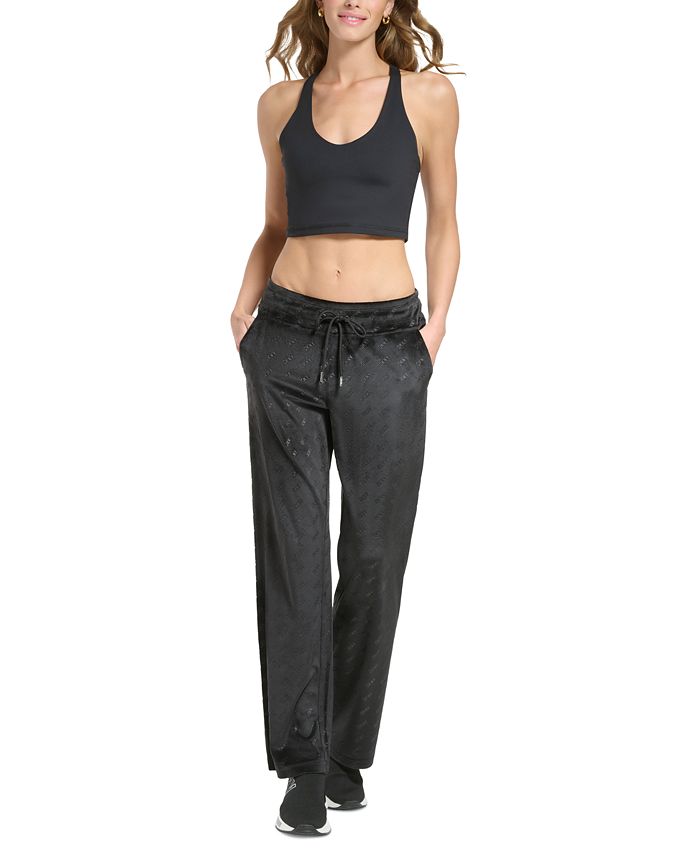 DKNY Women's Platinum Velour Logo Pull-On Pants & Reviews - Activewear ...