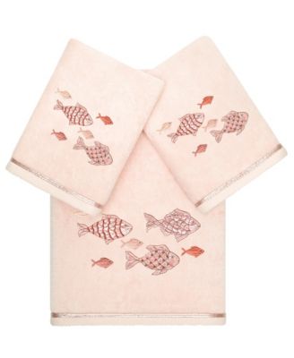 Turkish Cotton Figi Embellished 3-Pc. Bath Towel Set