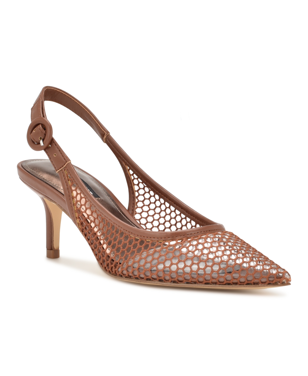 Nine West Alots Pointed Toe Slingback Pump In Medium Brown