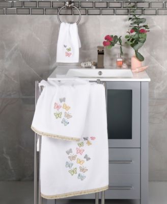 Turkish Cotton Mariposa Embellished 2-Pc. Hand Towel Set