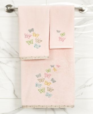 Turkish Cotton Mariposa Embellished 2-Pc. Hand Towel Set