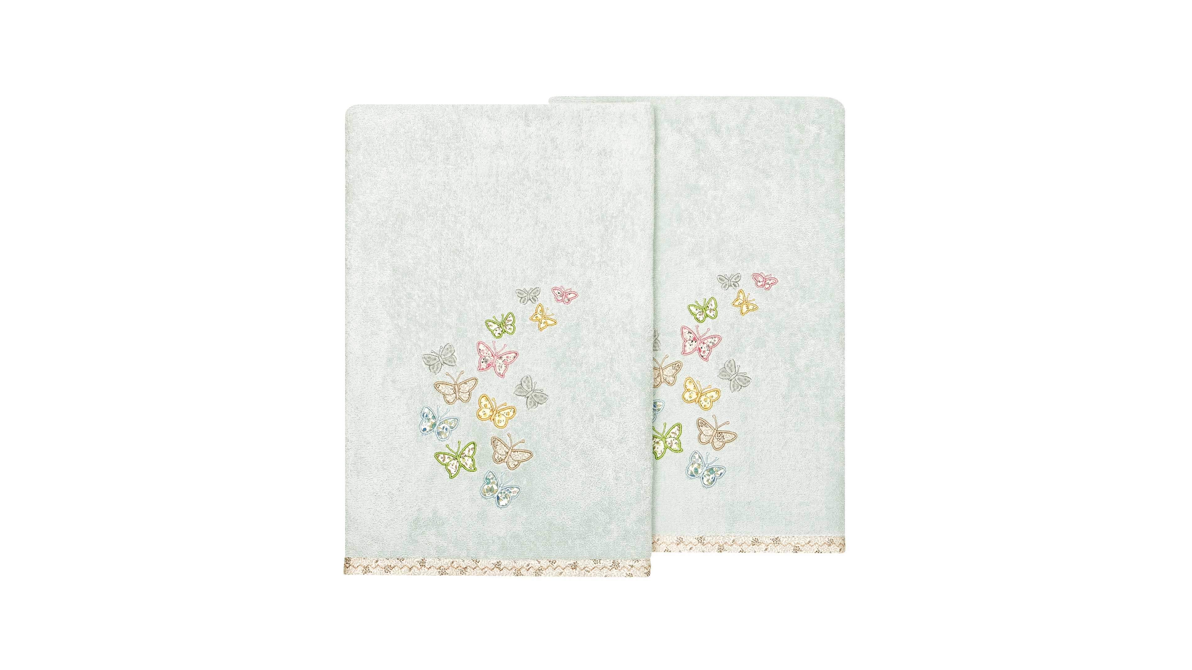 Linum Home Turkish Cotton Mariposa Embellished 2-Pc. Bath Towel Set